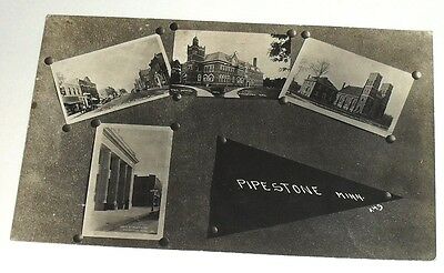 Rare Rppc - Pipestone Multi View, Pipestone Minnesota Vintage Pennant Postcard