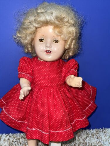 Vintage Composition 13” Unmarked Shirley Temple Doll