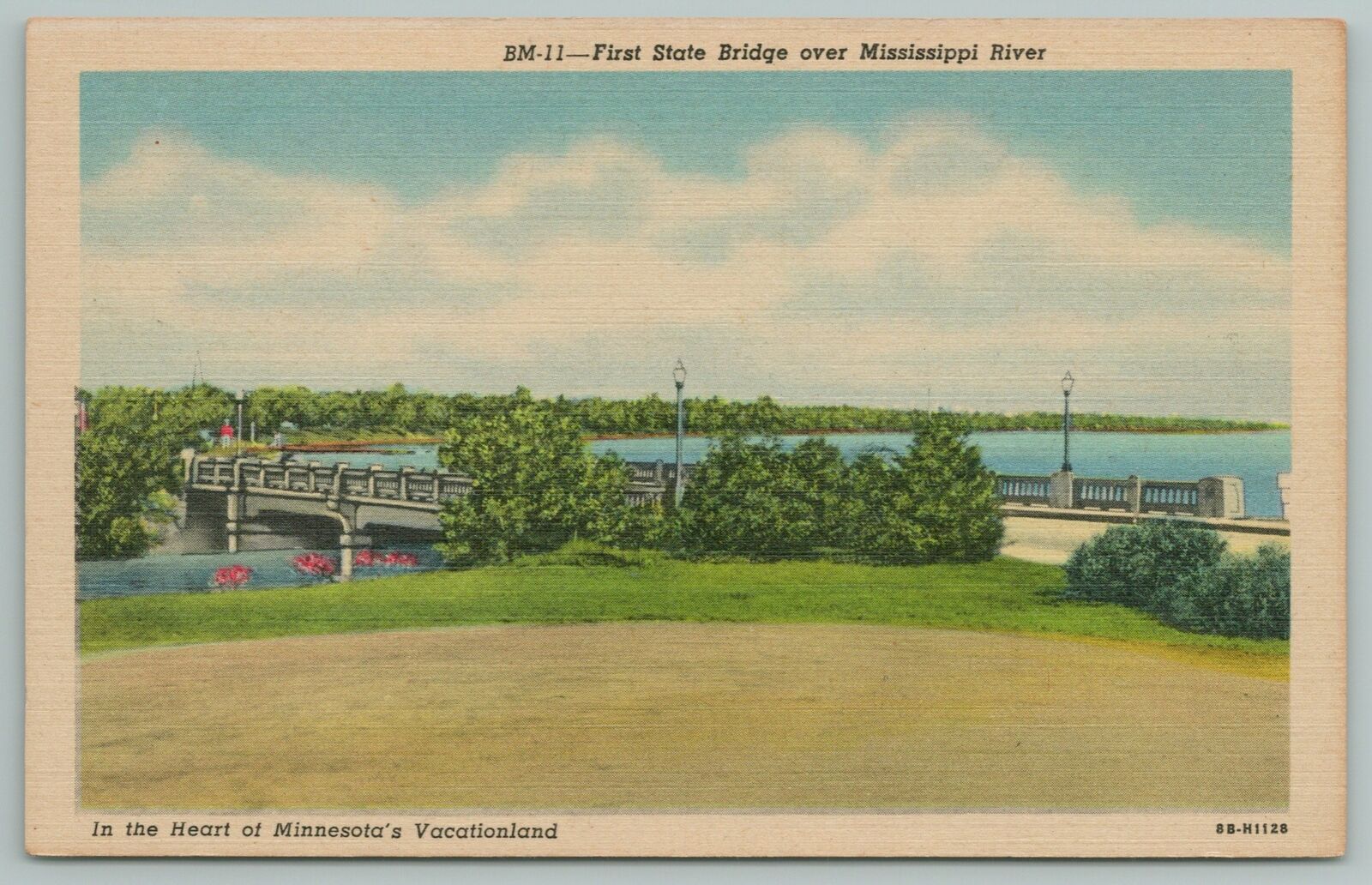Minnesota~first State Bridge Over Mississippi River~vintage Postcard