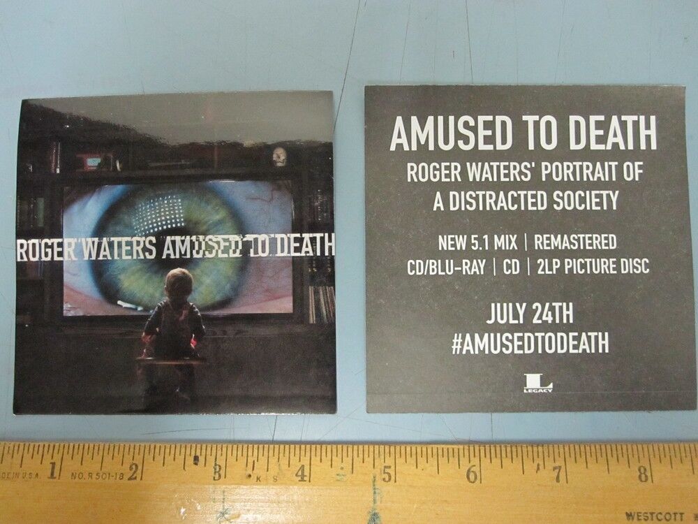 Roger Waters 2015 Amused To Death Promotional Sticker Mint Cond New Old Stock