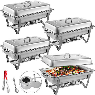 4 Pack Chafing Dish Sets Buffet Catering Stainless Steel W/tray Folding Chafer
